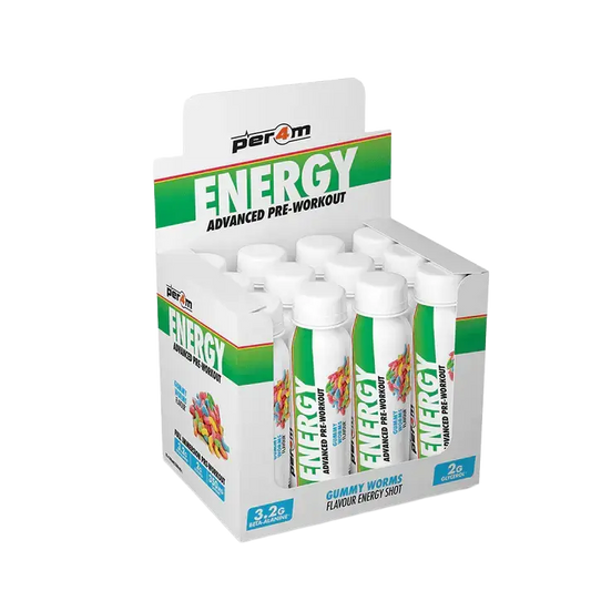 Per4m Energy Pre Workout Shots, box of 12 x 100ml bottles